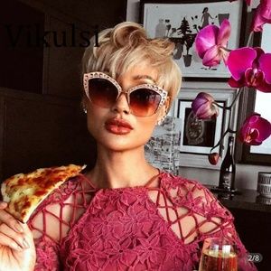 FASHION BRAND CAT EYE SUNGLASSES RHINESTONE UV400